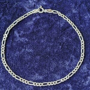 Vintage 925 Sterling Silver Figaro Chain 9" Bracelet / Anklet
